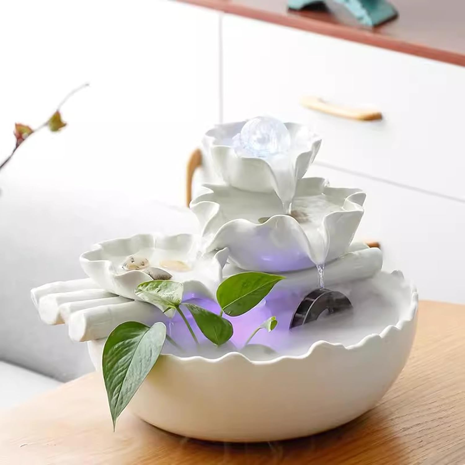 Indoor Fountains Décor Flowing Water Attracting Wealth Decoration Home Fountain Desktop Gift Relocation Ceramic Desktop Decoration Desktop Fountain Tabletop Water Fountain