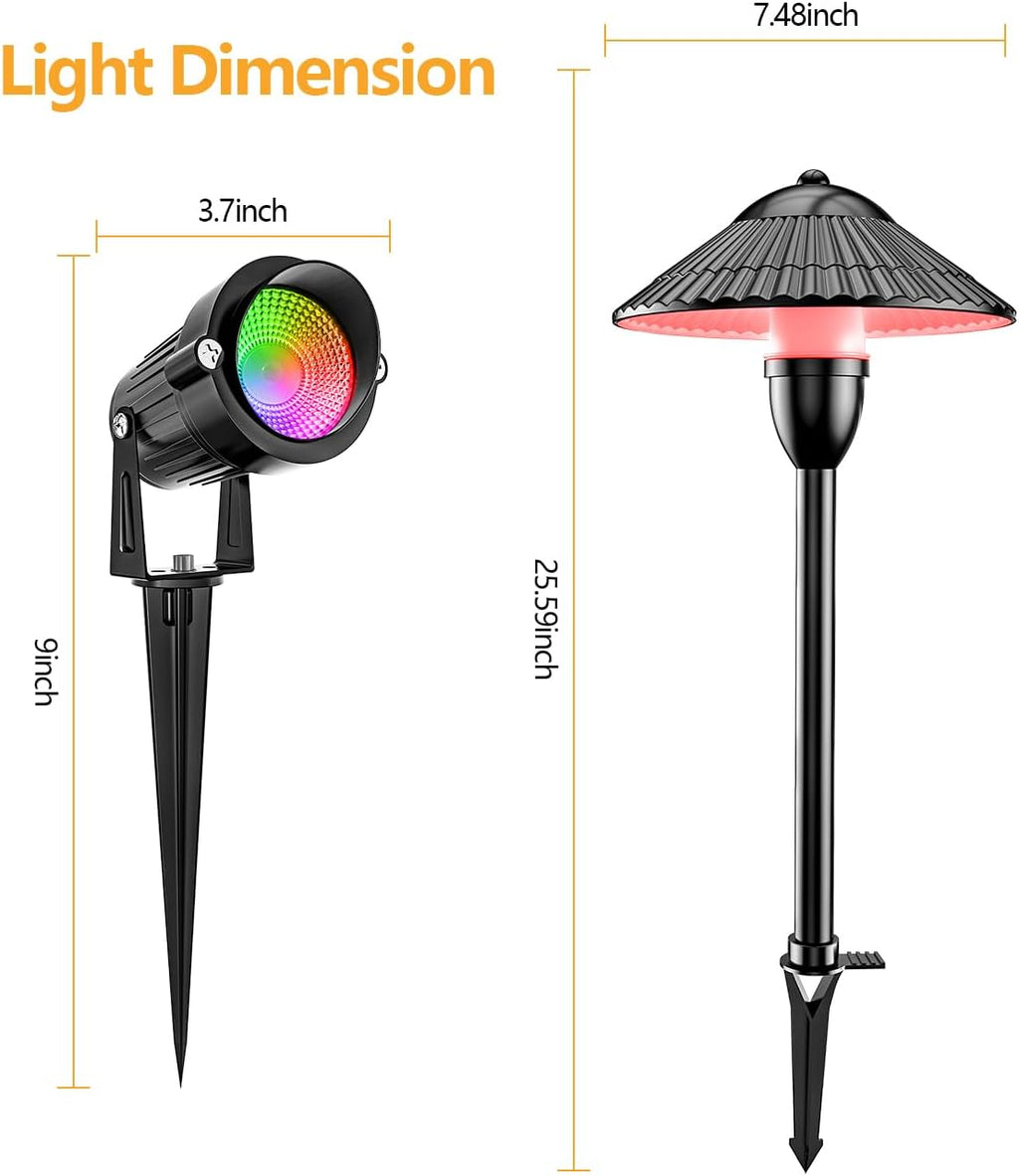 ZUCKEO RGB Color Changing Landscape Lights Low Voltage Pathway Lights 12V 24V Multi-Color LED Landscape Light Kit Waterproof for Yard Garden Path Christmas Decoration(12Pack)