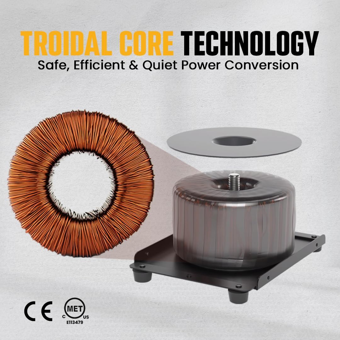 K KRIËGER 850 Watt Voltage Transformer, 110/120V to 220/240V Step Up Step Down Converter with AC Outlets, MET Approved Under UL, CSA