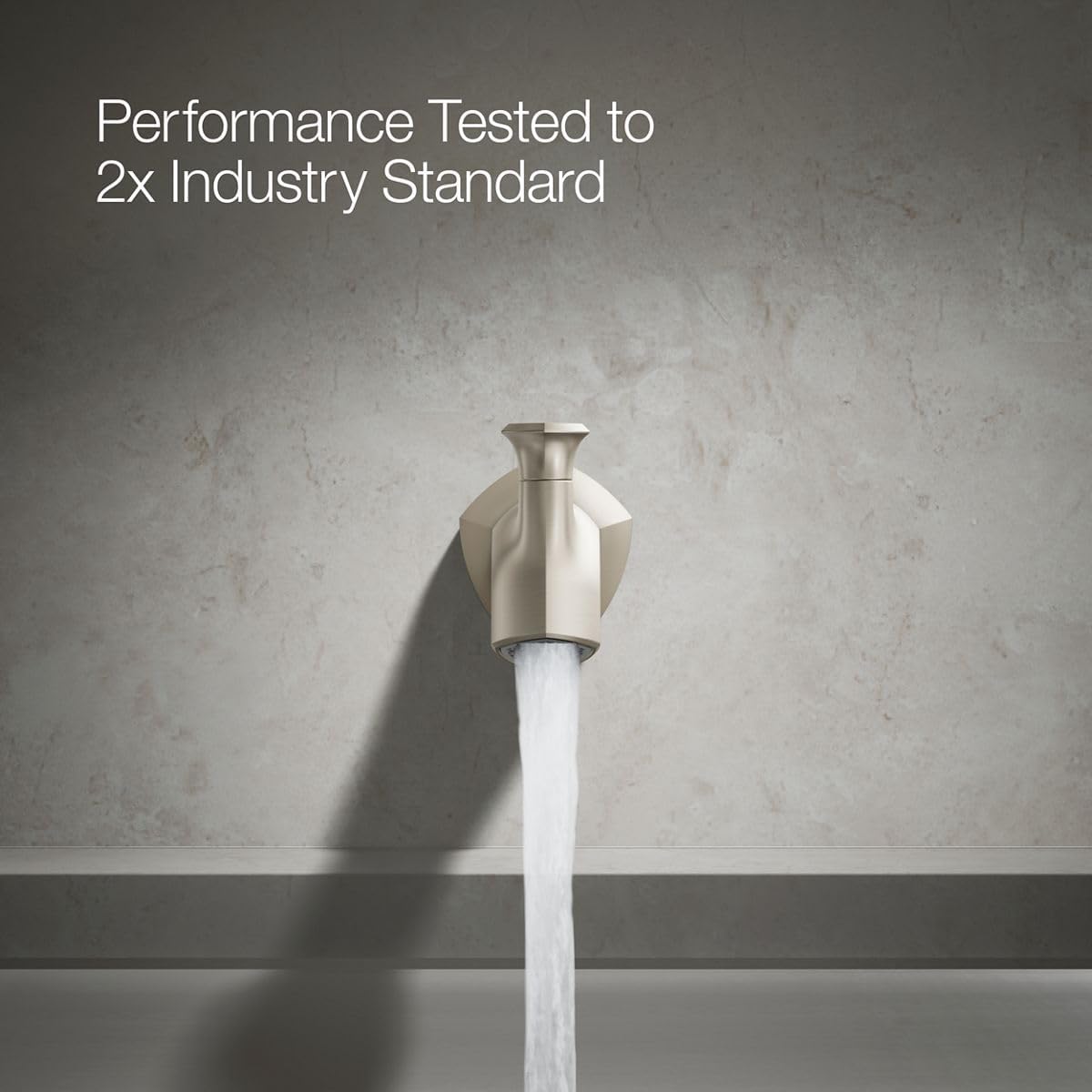 Kohler 27023-BN Occasion Wall-Mount 8' Bath Spout, Diverter Bathtub Spout with Slip-Fit Connection, Vibrant Brushed Nickel