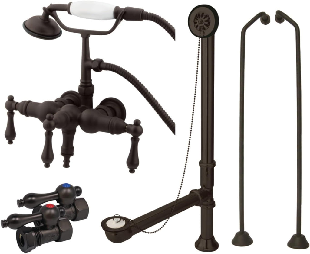 Kingston Brass CCK19T5B Vintage Down Spout Wall Mount Claw Foot Faucet Package, Oil Rubbed Bronze