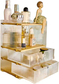 Acrylic Makeup Organizer for Vanity - 2 Drawers & Storage Cabinet, Clear Bathroom Countertop Organizer for Cosmetics, Skincare & Accessories