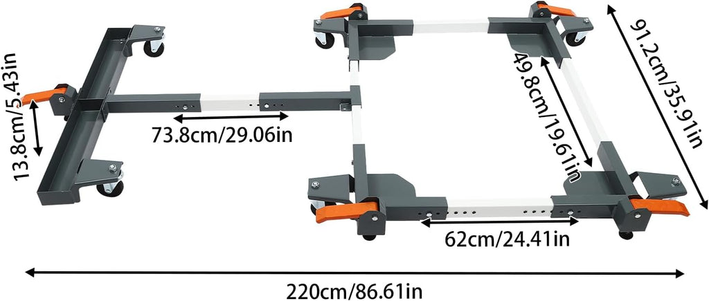 Bepritm Adjustable Mobile Base, T Extension Universal Rolling Mobile Base with Wheels, 600 lb Heavy Duty Mobile Bases for Move Larger Tools and Machines Mobiles