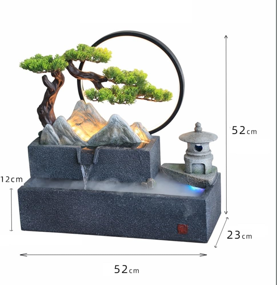 TabletopWater Fountain Creative Tabletop Fountain with Mini Rockery Aquarium Feng Shui Waterfall Decor Tabletop Tiered Water Fountain