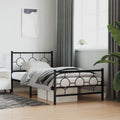 Metal Bed Frame with Footboard Queen/Twin Size Platform Bed Frame Black Sturdy Steel Construction Underbed Storage Space for Bedroom Furniture Guest Room