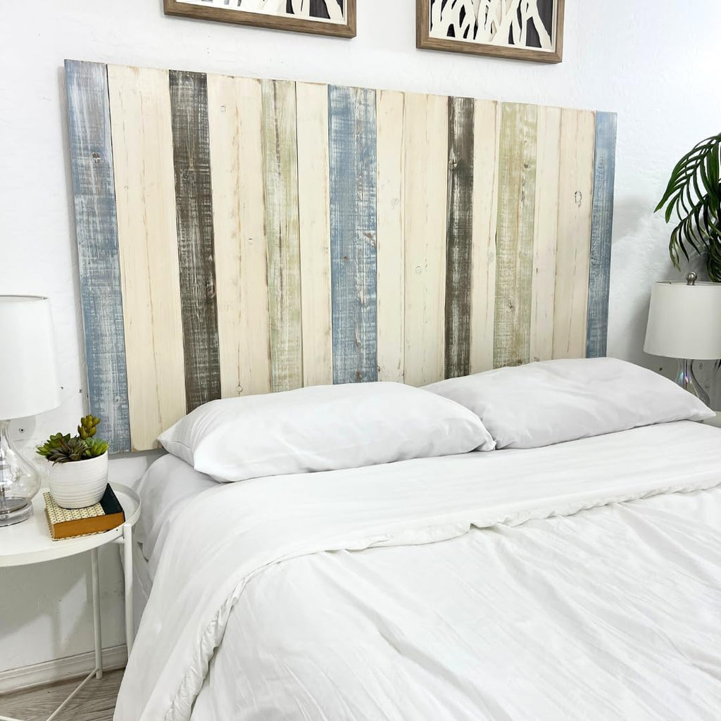 Barn Walls King Headboard Wall-Mounted - Adjustable Floating Backboard for Beds, Bedroom Boardsking, Cabecera de Cama, Split Height, Fullsize Headboards, Farmhouse Bedroom, King Size, Farmhouse Mix