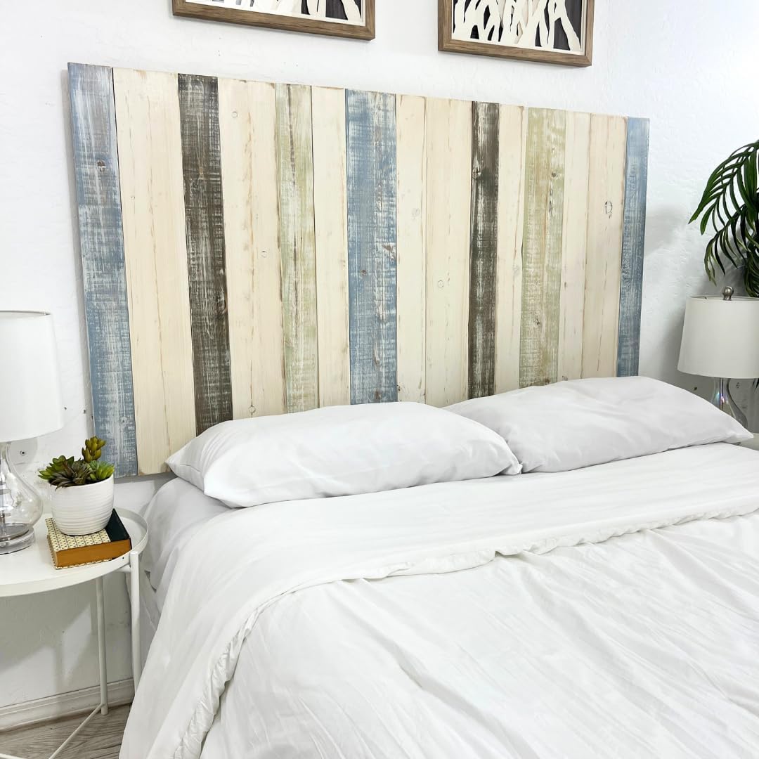 Barn Walls King Headboard Wall-Mounted - Adjustable Floating Backboard for Beds, Bedroom Boardsking, Cabecera de Cama, Split Height, Fullsize Headboards, Farmhouse Bedroom, King Size, Farmhouse Mix