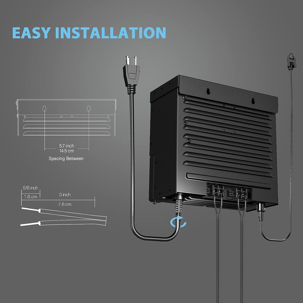 GOODSMANN Low Voltage Transformer 600W Landscape Lighting Power Pack with Timer Photo Eye for Outdoor Lights 120V AC to 12V AC 9111-60001-01A