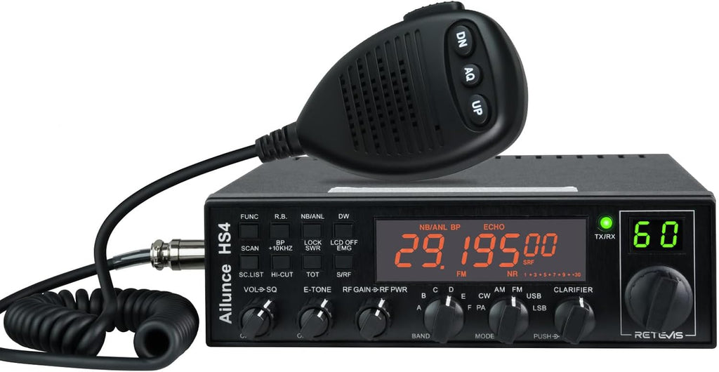 Retevis Ailunce HS4 10 Meter Radio, SSB Ham Radio Base Station, CW/LSB/USB/AM/FM/PA Mobile Transceiver, Noise Reduction, ASQ, SWR Protection, Long Range Amateur Mobile Radio for Contest, Truck, Shacks