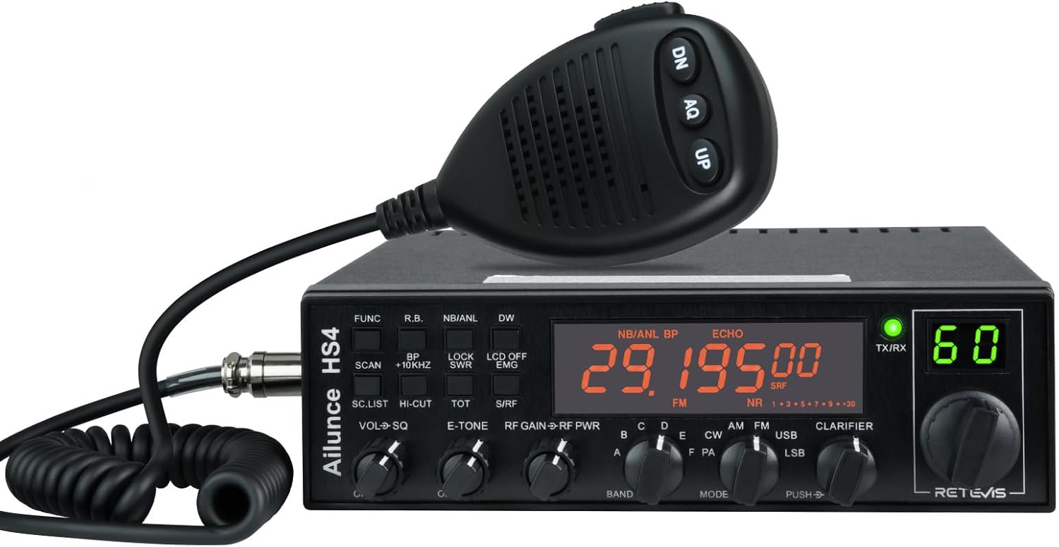 Retevis Ailunce HS4 10 Meter Radio, SSB Ham Radio Base Station, CW/LSB/USB/AM/FM/PA Mobile Transceiver, Noise Reduction, ASQ, SWR Protection, Long Range Amateur Mobile Radio for Contest, Truck, Shacks