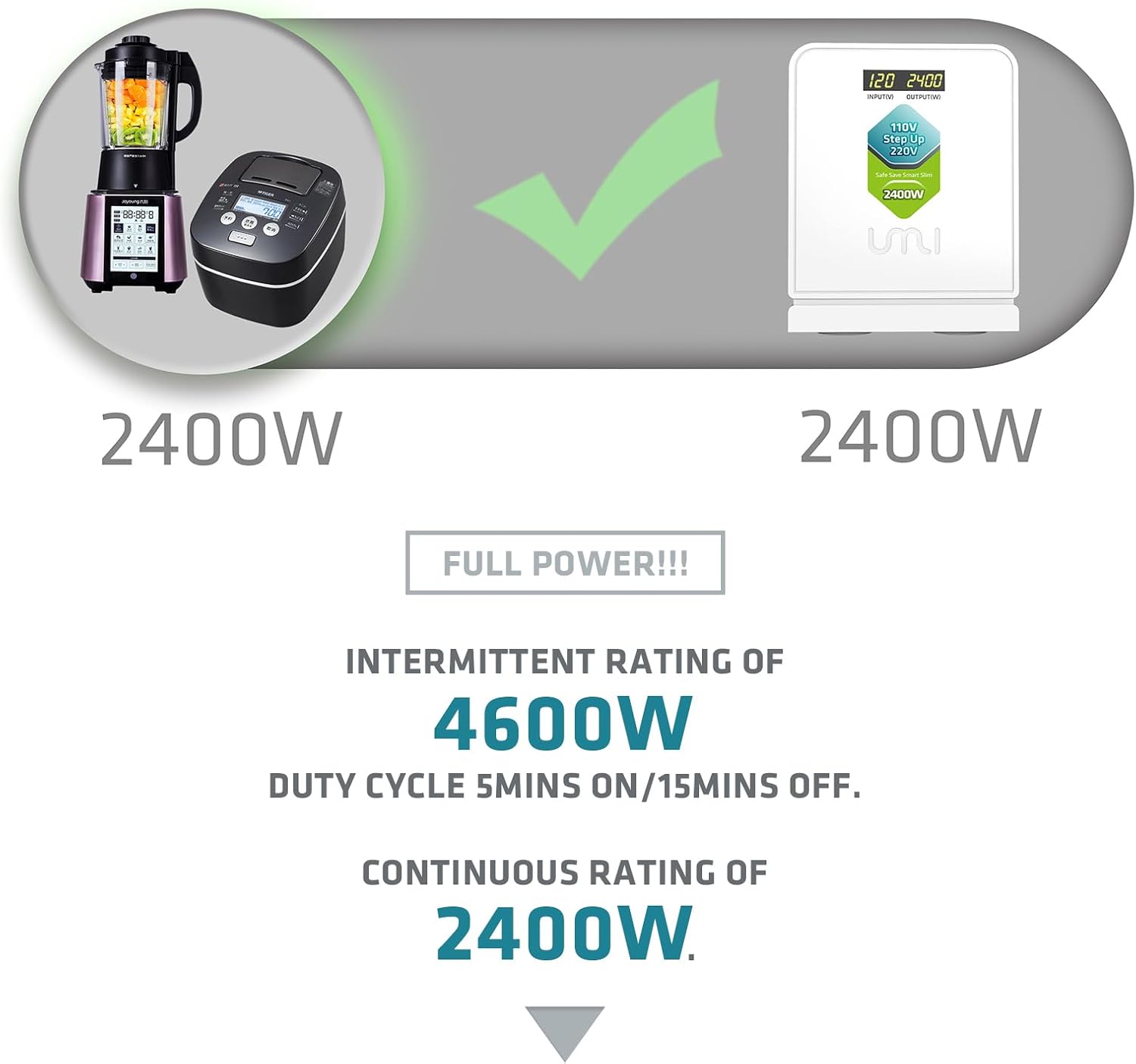 UMI 2400W Step Up Voltage Converter, Heavy Duty Power Transformer for Large Capacity Devices, Europe Appliance 110v to 220v