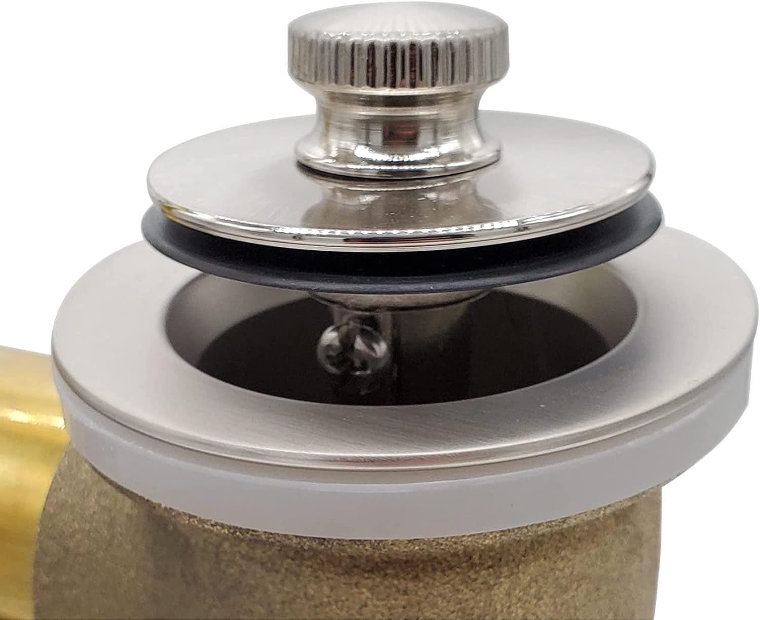 Westbrass A321H-07 14' Brass Bath Waste & Overflow Assembly with Twist & Close Drain Plug and Illusionary Faceplate, Satin Nickel