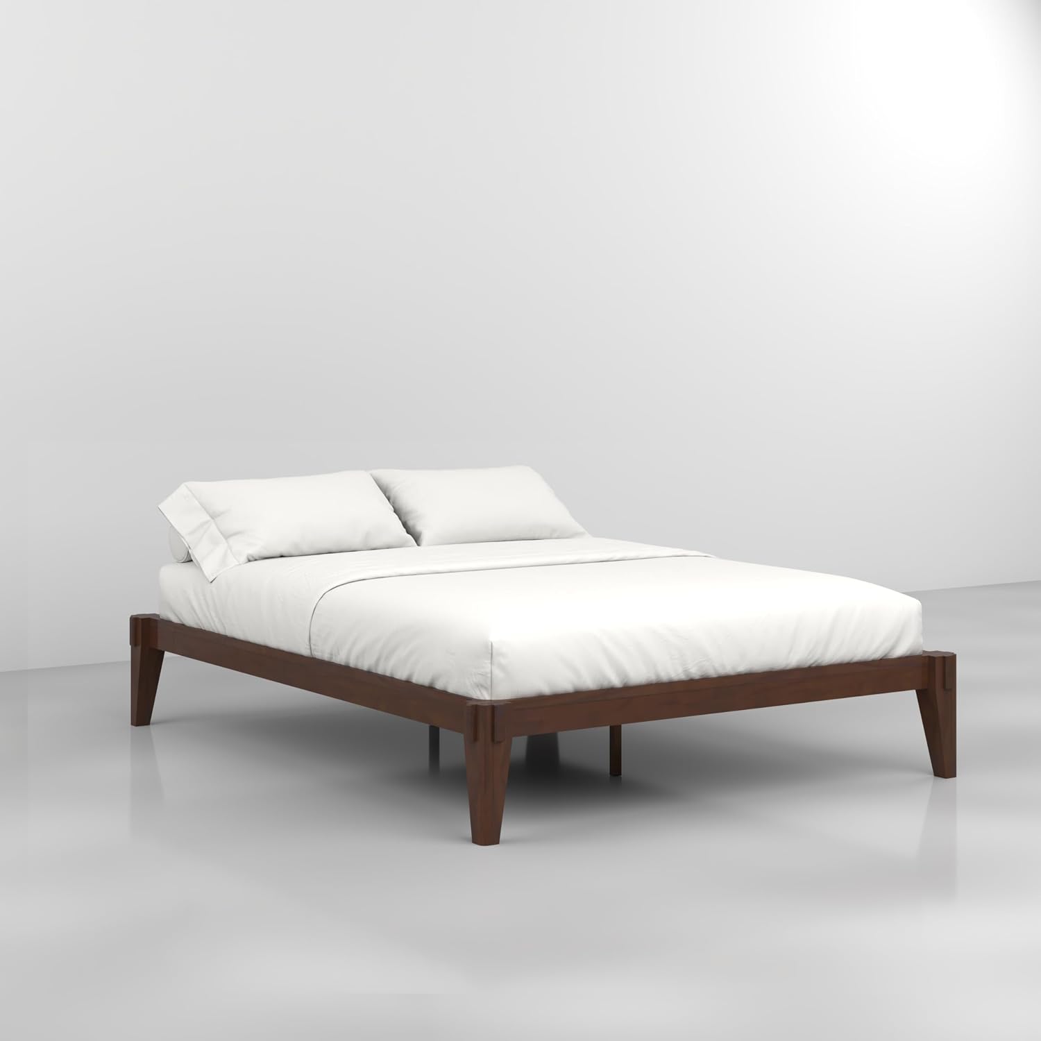 Bme Chalipa 14' Queen Bed Frame - Solid Wood Platform Bed - Japanese Joinery Bed Frame - Wood Slat Support - No Box Spring Needed - Minimalist & Modern Style, Walnut