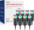 LEONLITE 8-Pack 4.5W LED Landscape Bollard Path Lighting, RGB Low Voltage Landscape Lights, 7 Color Selectable, Outdoor Pathway Light, Die-Cast Aluminum Housing