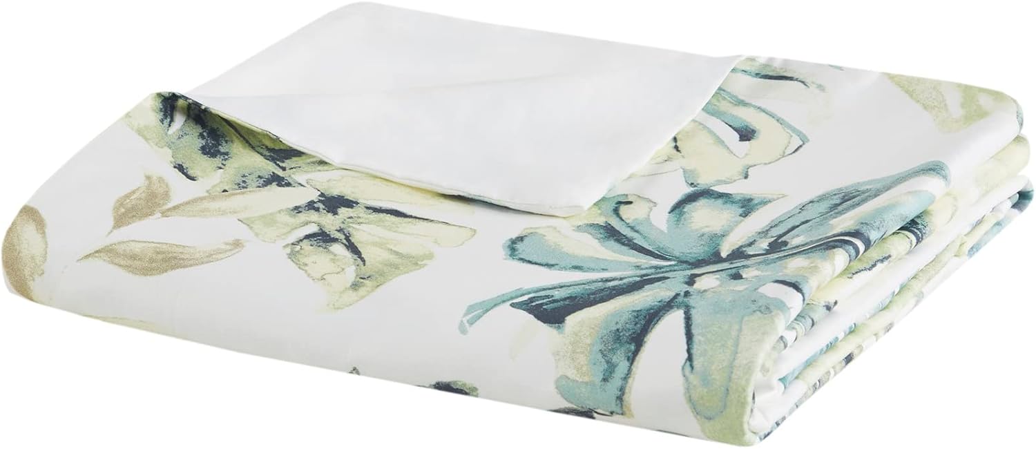 Harbor House 100% Cotton Duvet Cover, Coastal, Beach Cottage Design, All Season, Breathable Comforter Tropical Bedding, Matching Shams, Lorelai Monstera Leaf Cal King (106'x90') 5 Piece
