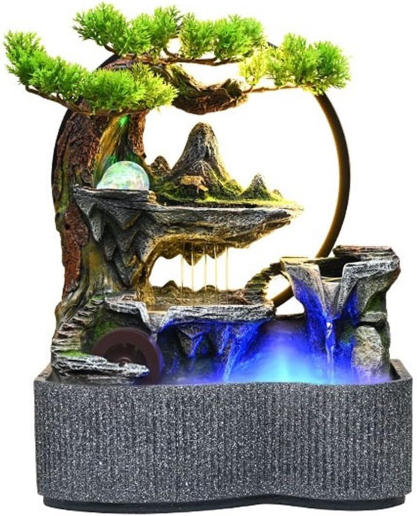 Tabletop Fountain Indoor Water Fountain, Circulating Feature Desktop Feng Shui Wheel Fish Pond Landscaping