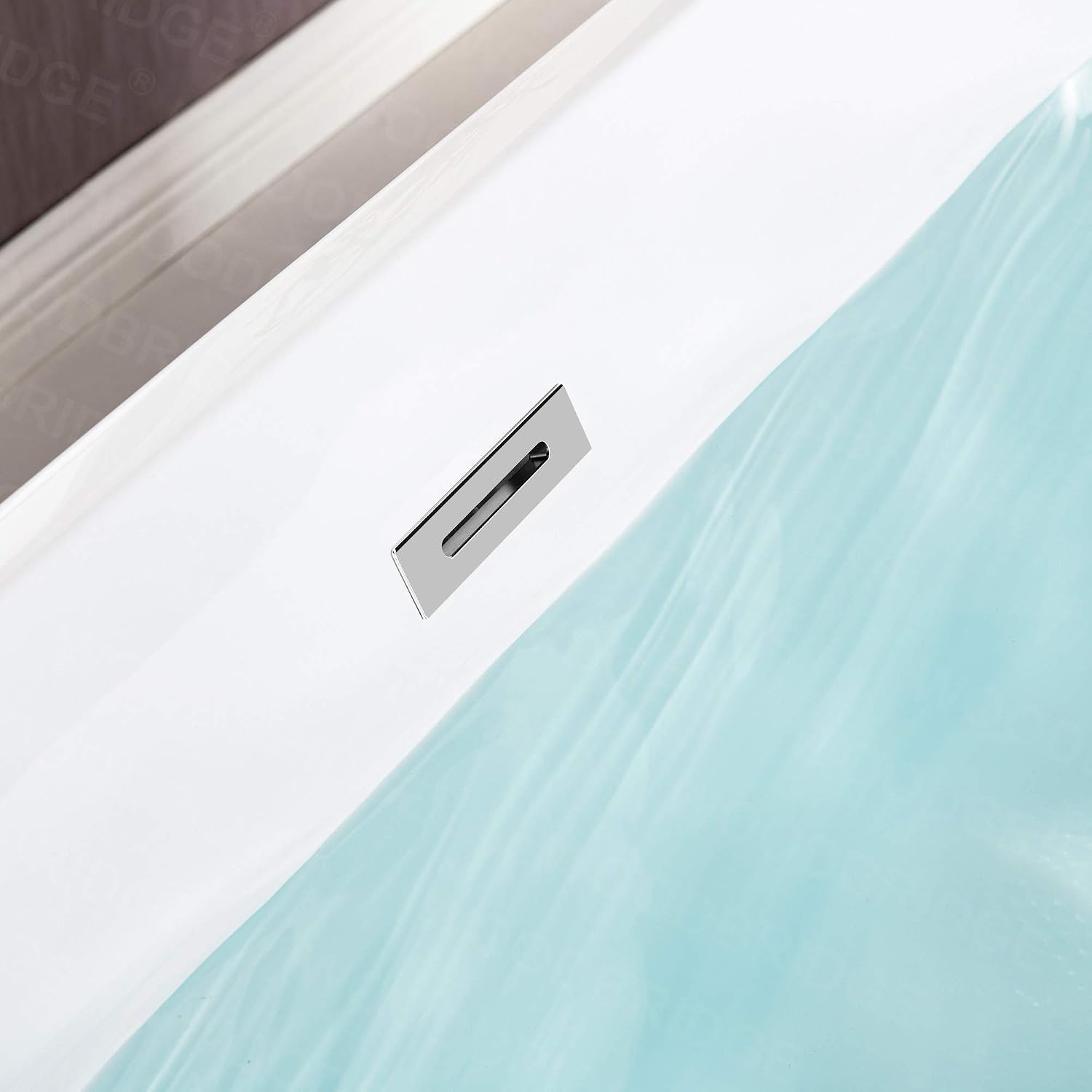 WOODBRIDGE 59' Acrylic Freestanding Bathtub Contemporary Soaking White Tub with Chrome Overflow and Drain，BTA1509 -C-Drain &O