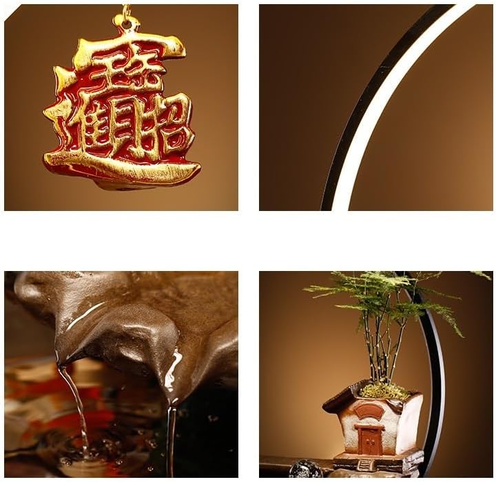 Indoor Fountain Tabletop Fountain Fish Tank Flowing Water Ornaments Circulating Water Fountain Landscape Home Living Room Office Desktop Decoration Tabletop Fountain(B)