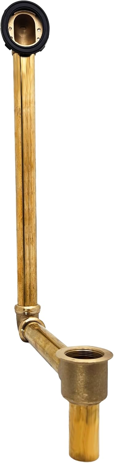 Westbrass 7931817-DC-07 22' Direct Connect 17 Gauge Brass Waste and Overflow with Tip-Toe Drain Trim, Satin Nickel