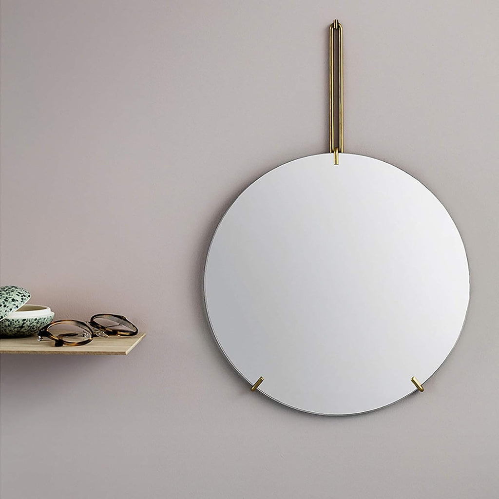 Nordic Bathroom Mirror Vanity Mirror Wall-Mounted Makeup Mirror with Hook Easy Installation Simple and Modern for Living Room (50 * 50 cm)
