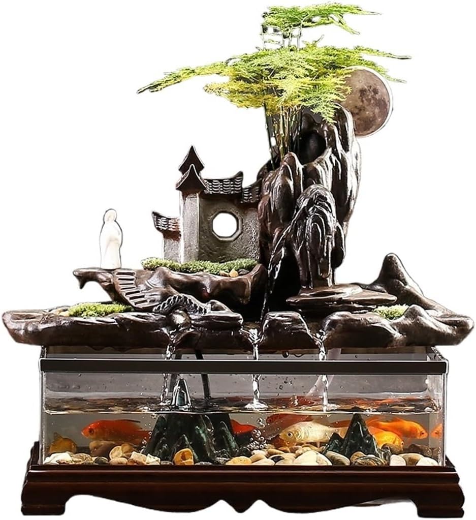 Tabletop Fountain Desktop Fountain Circulating Water Fish Tank Ornaments Rockery