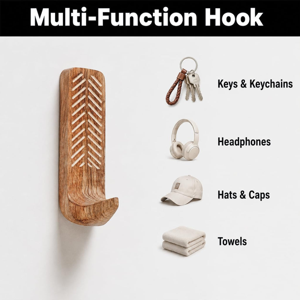 Indian Shelf 150 Pieces Bulk Wood Adhesive Wall Hooks – Wholesale Boho Peel and Stick Hooks for Keys, Hats, Towels, Entryway Decor, Self Adhesive Wall Mounted Hooks for Home Organization