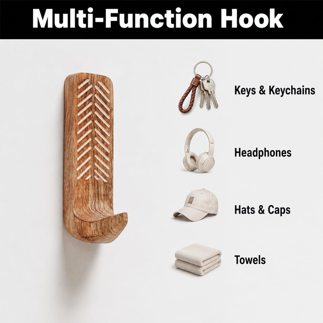Indian Shelf 150 Pieces Bulk Wood Adhesive Wall Hooks – Wholesale Boho Peel and Stick Hooks for Keys, Hats, Towels, Entryway Decor, Self Adhesive Wall Mounted Hooks for Home Organization