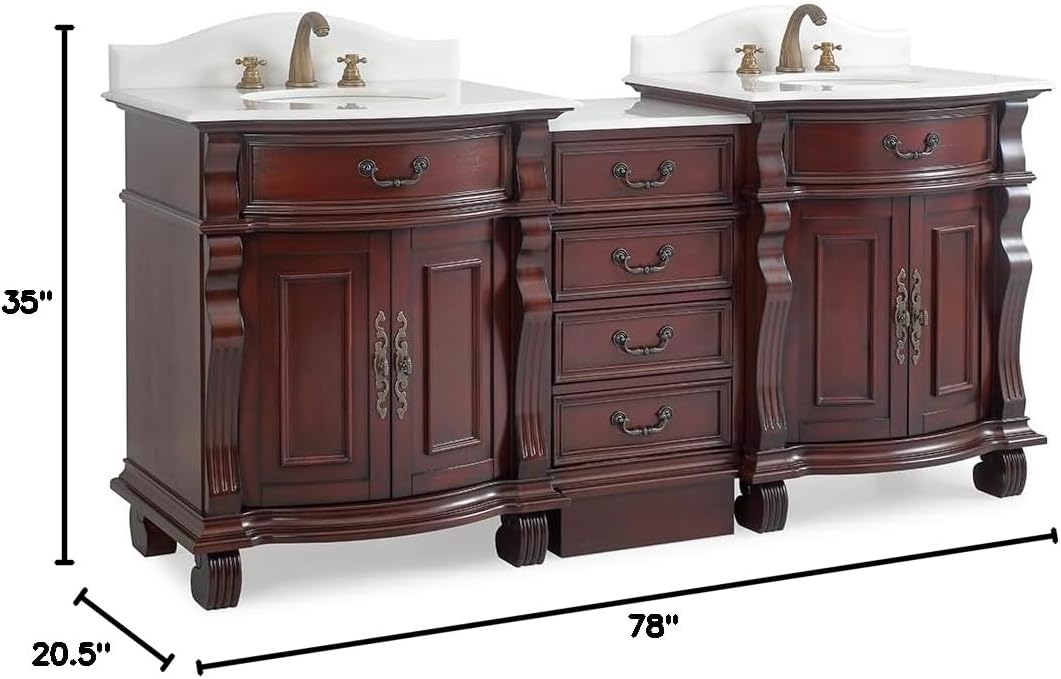 Hopkinton Bathroom Vanity with Stone top (White countertop, 78 inch)
