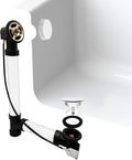 Westbrass A50A27-50 27' SCH. 40 ABS Cable Driven Bath Drain Trim Kit with Rotary Overflow Cover Knob and Pop-Up Stopper, White