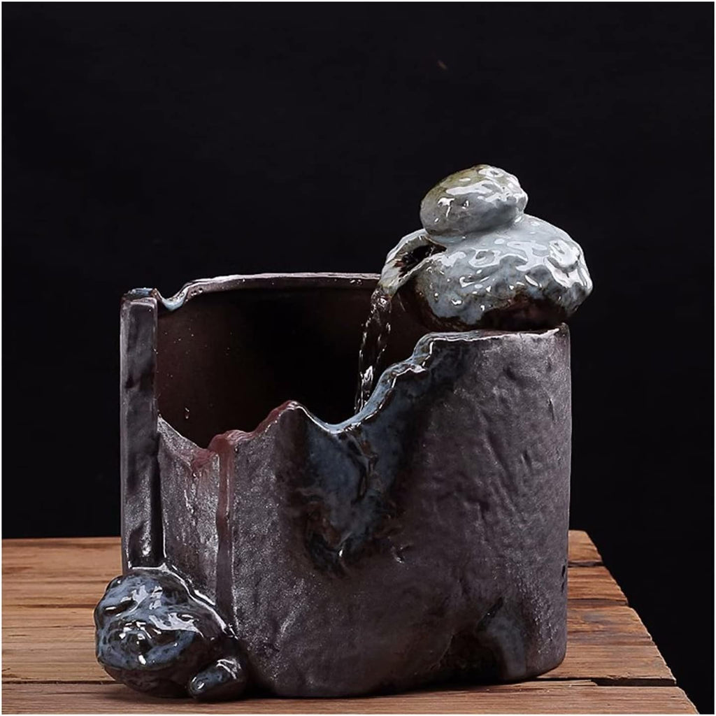 Desktop Fountain Indoor Waterfalls Fountains Column Ceramic Pot Tabletop Fountain Feng Shui with Automatic Pump Best Home Gifts for Friends or Family
