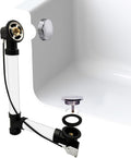 Westbrass A50A35-26 35' SCH. 40 ABS Cable Driven Bath Drain Trim Kit with Rotary Overflow Cover Knob and Pop-Up Stopper, Polished Chrome