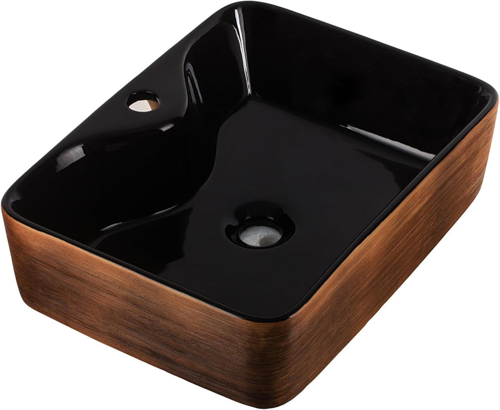 Strictly Sinks 19 Inch Rectangular Bathroom Vessel Sink - Ceramic Countertop Bathroom Sink – Easy to Install Above Counter Luxurious Vessel Sink for Bathroom (18 7/8″ W x 14 1/2″ L x 5 1/4″ H)