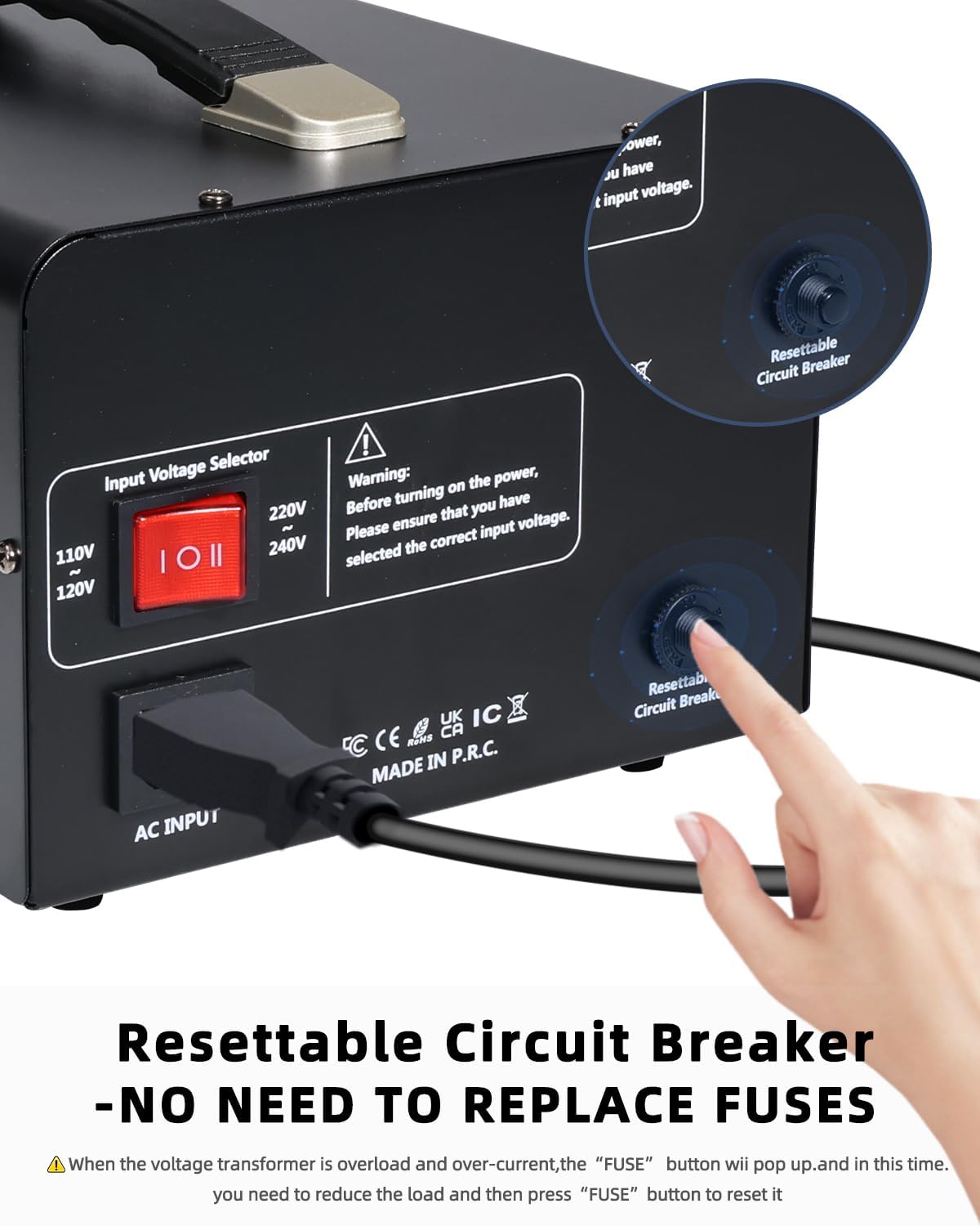 LVYUAN 5000 Watt Voltage Converter Transformer Heavy Duty Step Up/Down AC 110V/120V/220V/240V Power Converter with 3 US Outlets, 3 Universal Outlets, Resettable Circuit Breaker Protection