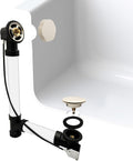 Westbrass A50A35-65 35' SCH. 40 ABS Cable Driven Bath Drain Trim Kit with Rotary Overflow Cover Knob and Pop-Up Stopper, Biscuit