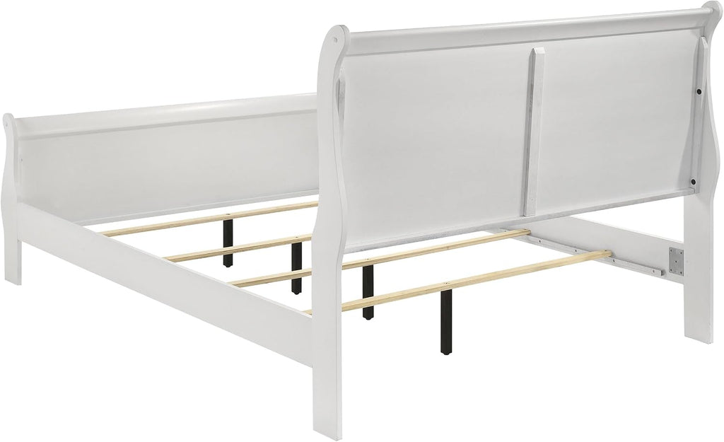 Coaster Home Furnishings Louis Philippe Traditional 5-Piece Bedroom Set Eastern King Size Sleigh Bed Frame 47-inch Headboard White 202441KE-S5