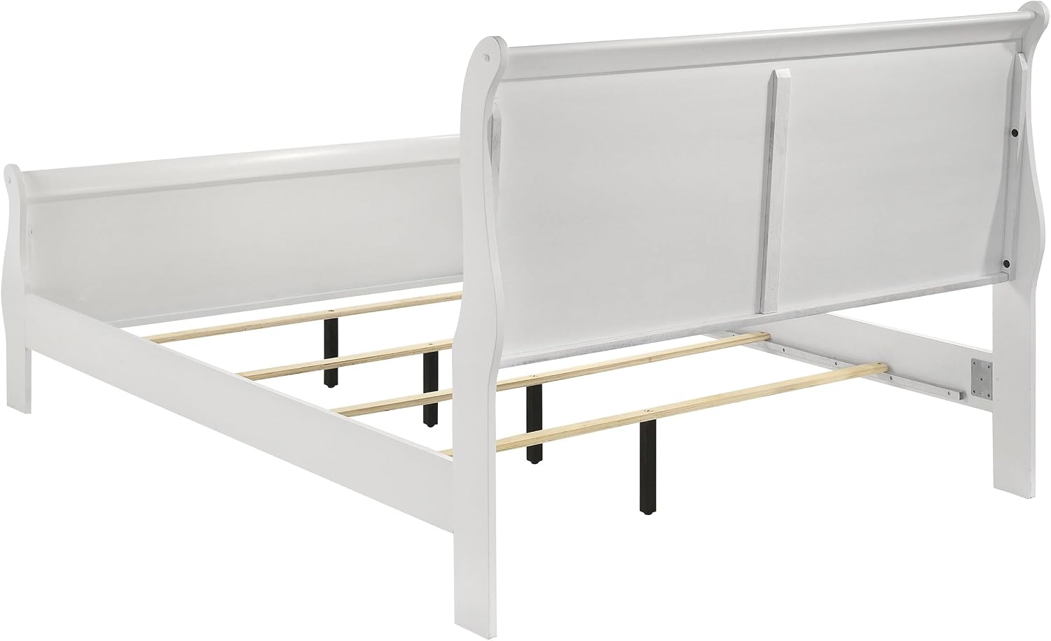 Coaster Home Furnishings Louis Philippe Traditional 5-Piece Bedroom Set Eastern King Size Sleigh Bed Frame 47-inch Headboard White 202441KE-S5