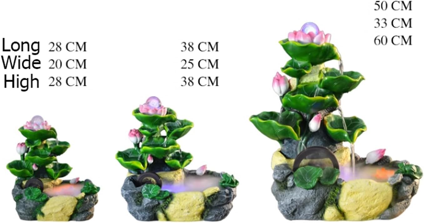 Tabletop Fountain Small Desktop Lotus and Flowing Water Decorations Office Desk Fortune Crystal Ball Fountain Living Room Porch Decorations Desktop Fountain (Size : M)