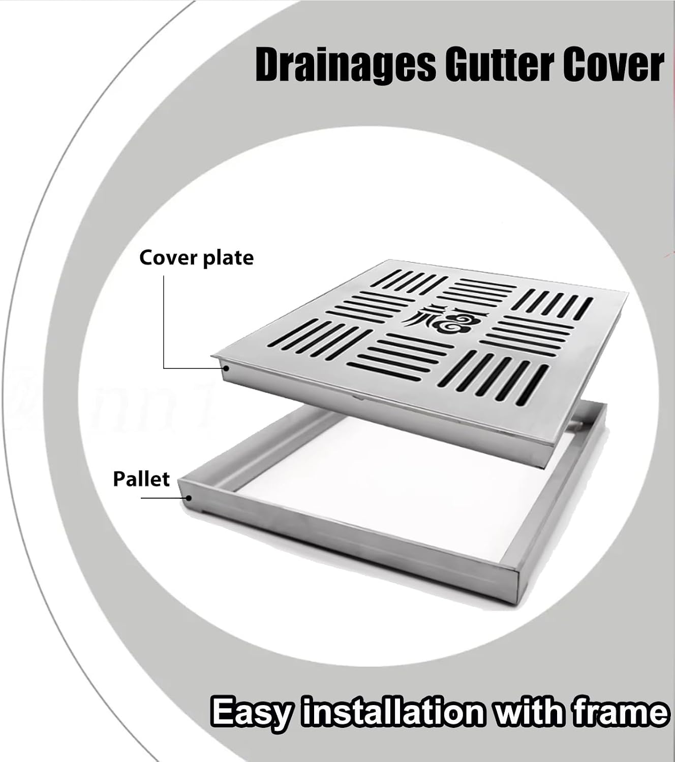 Sewer Drain Grate Cover Set, Stainless Steel Outdoor Drainage Channel with Frame, Commercial Rainwater Trench for Efficient Water Management