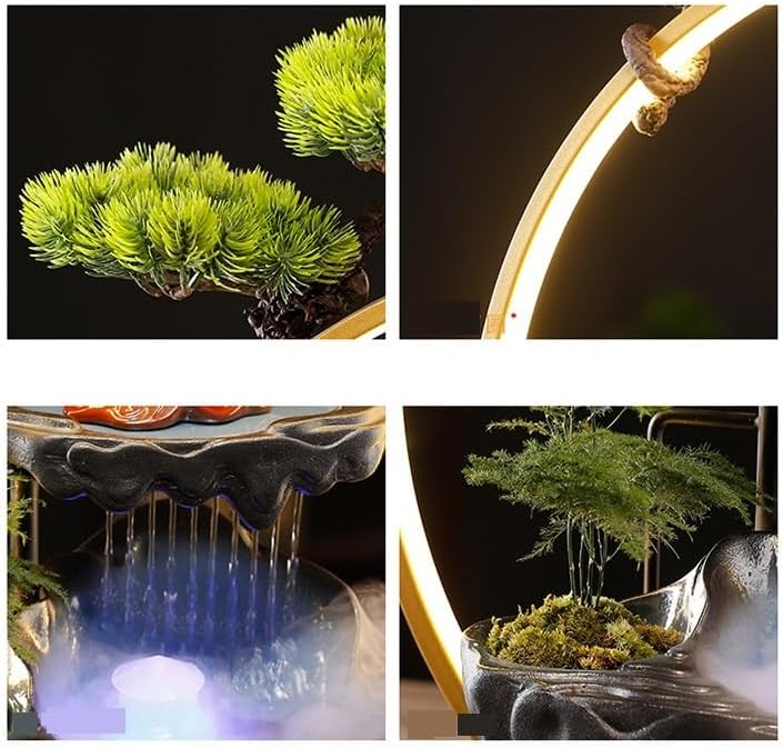 Tabletop Fountains Chinese Style Ceramic Water Flow Wealth Ornaments Creative Living Room Home Decorations Desktop Waterfall Fountain Indoor Tabletop Water Fountain