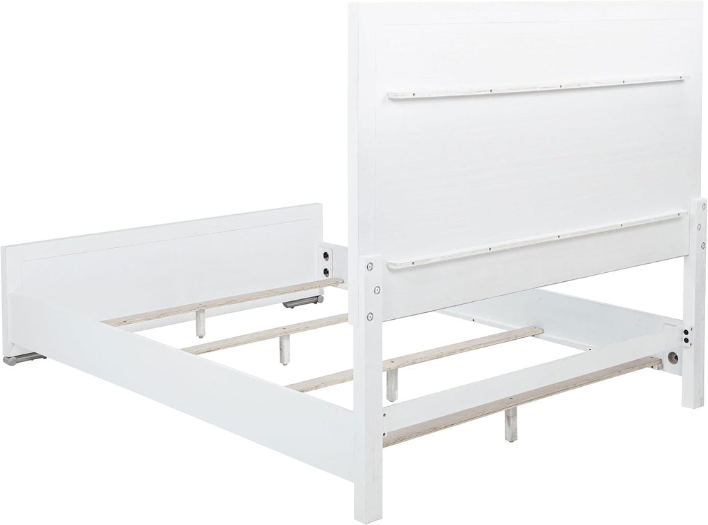 Coaster Home Furnishings - Gracemont - Wood - 4-Piece Bedroom Set with Light Grey Fabric, Vertical Tube, Cord Access and Flat Drawer Fronts - Bedroom - Queen Size - White - 225071Q-S4