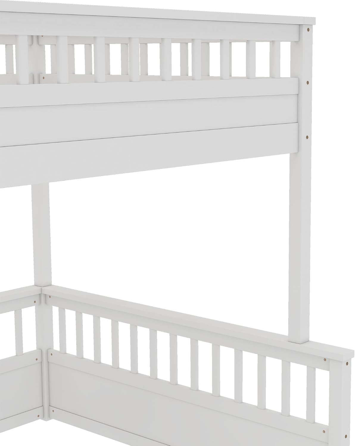 RUNNA Rustic Solid Wood Bunk Bed for Kids Teens with Ladder and Guardrails, Detachable Split Design,No Box Spring Needed (Off White, Full XL Over Queen)