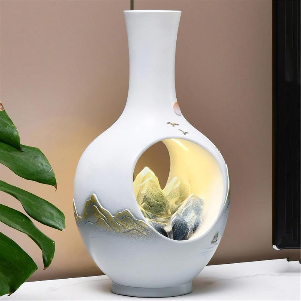 Tabletop Water Fountain Tabletop Water Fountain, Chinese Vase with Flowing Water Ornaments for Home Office Office Relaxation Meditation Fountain(Small)