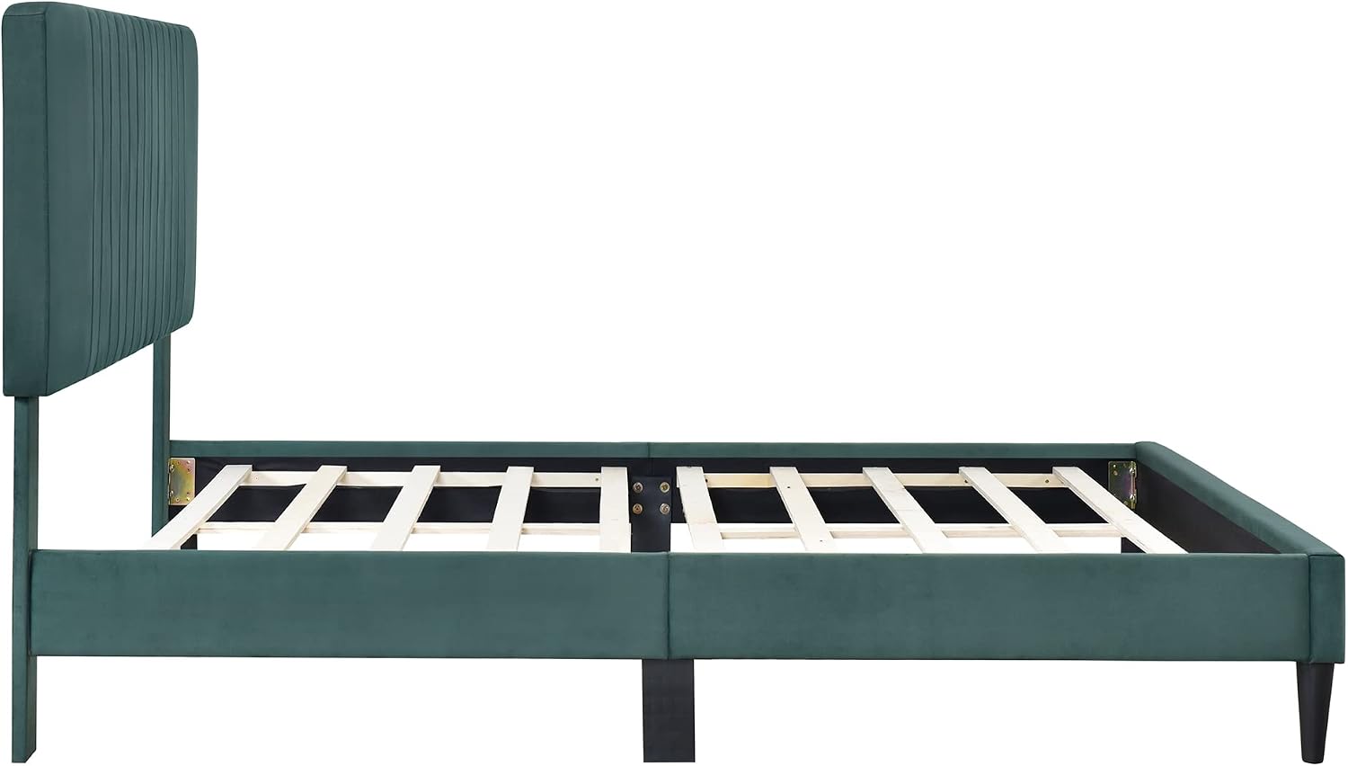 KLMM Elegant Full Size Upholstered Platform Bed,No Box Spring Needed, Velvet Fabric, Suitable for Bedroom Use, Easy to Assemble (Green#K^)