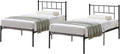 VECELO Twin Metal Platform Bed Frame with Headboard, Heavy Duty Steel Slats, No Box Spring Needed,Easy Assembly, Modern Minimalist Design, 2 PCS