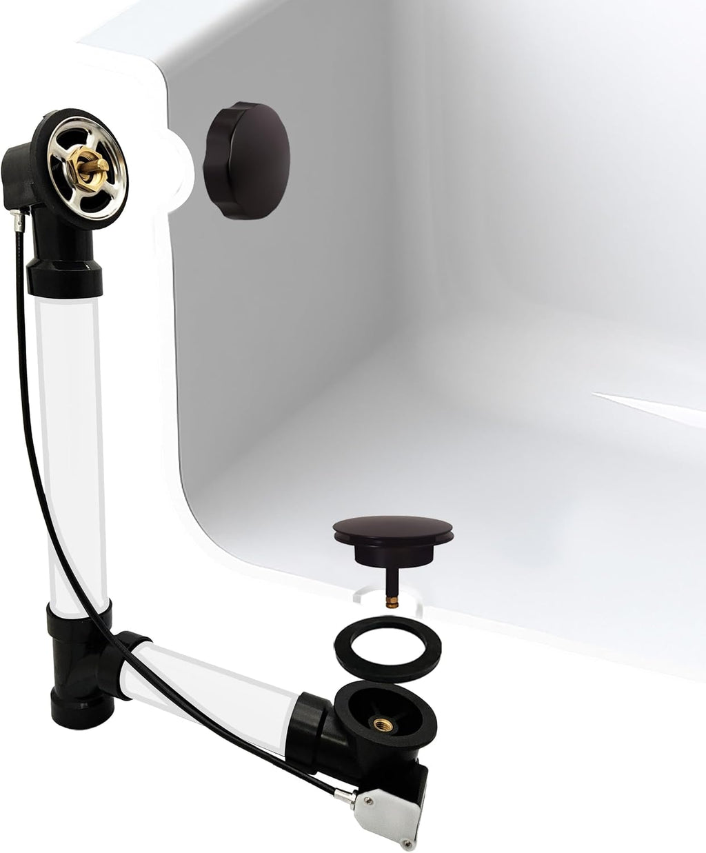 Westbrass Sch. 40 ABS 27 in. Cable Drive Bath Waste, Oil Rubbed Bronze, D50A27-12