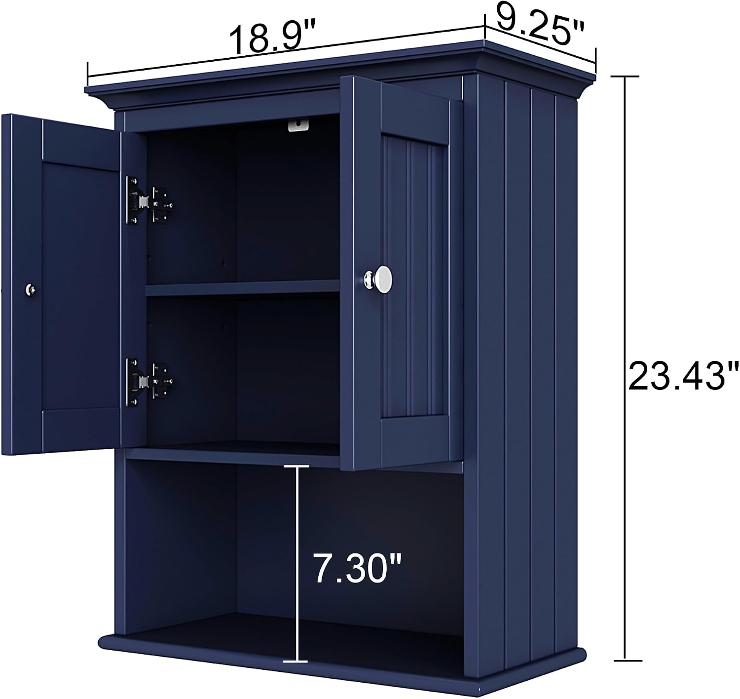 Treocho Wood Wall Cabinet, Bathroom Medicine Cabinet Storage with Doors and Adjustable Shelf, Rustic Cabinet Wall Mounted for Bathroom, Living Room, Kitchen, Blue