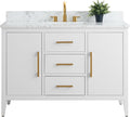 Vanity Art 48 inch Bathroom Vanity with Single Sink & Ceramic Top, Solid Wood, Vanity Cabinet with Soft-Closing Doors, Drawers, White, Golden Brushed Handware