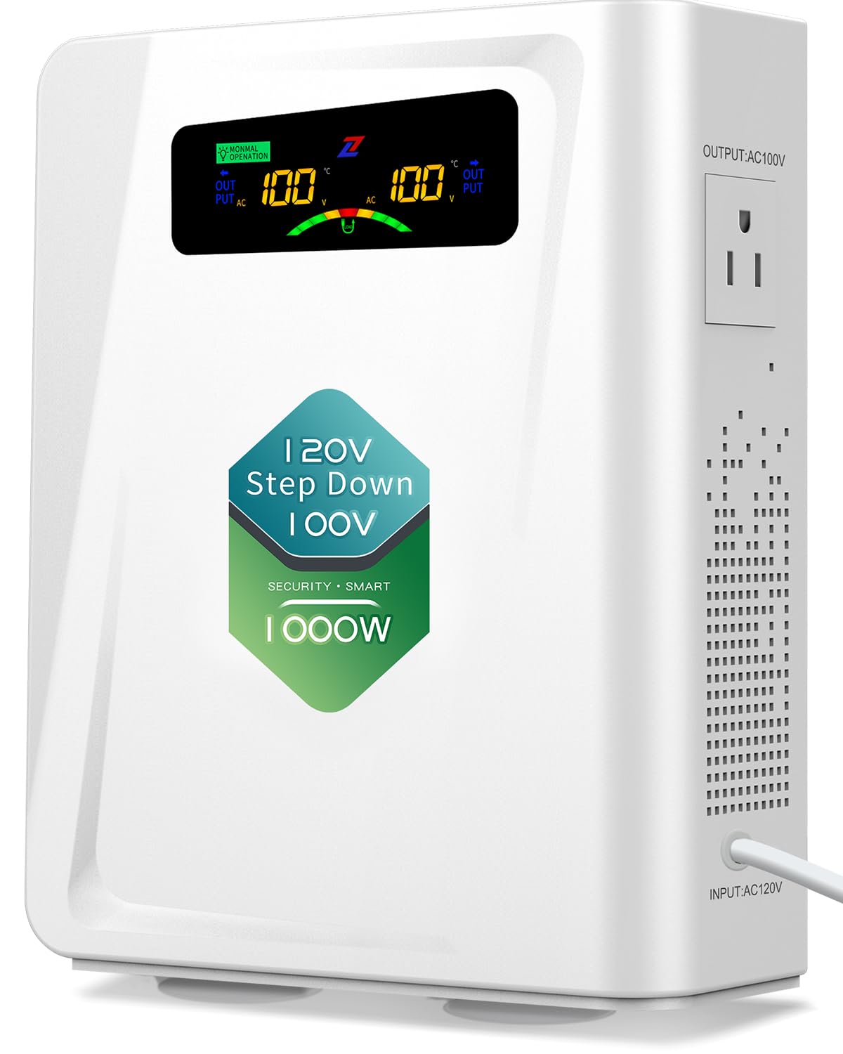 ZHENGXI 120v to 100v Step Down Transformer 1000W Power Voltage Converters, No Noise, Ten Protection Functions,Using Japan Appliances in US