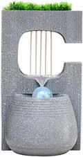 Tabletop Water Fountain Minimalist Tabletop Fountain Water Features Indoor Waterfall Fountains for Home Office Decoration Office Relaxation Meditation Fountain(Gris)