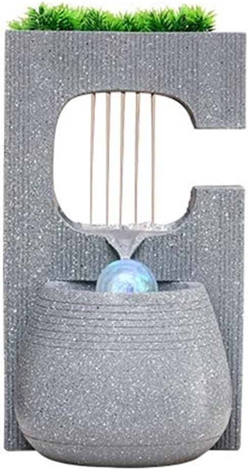 Tabletop Water Fountain Minimalist Tabletop Fountain Water Features Indoor Waterfall Fountains for Home Office Decoration Office Relaxation Meditation Fountain(Gris)